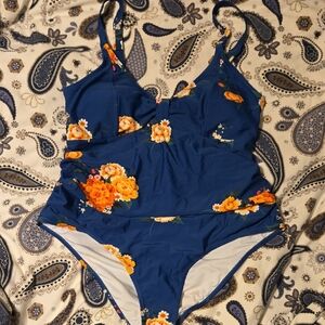 Cupshe Blue Floral One Piece Swimsuit
